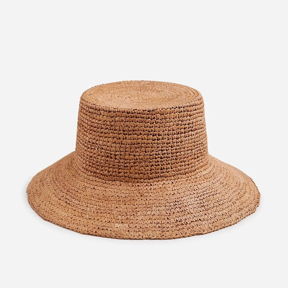 J.Crew Wide-brim raffia bucket hat in Umber BX837 - Picture 1 of 9